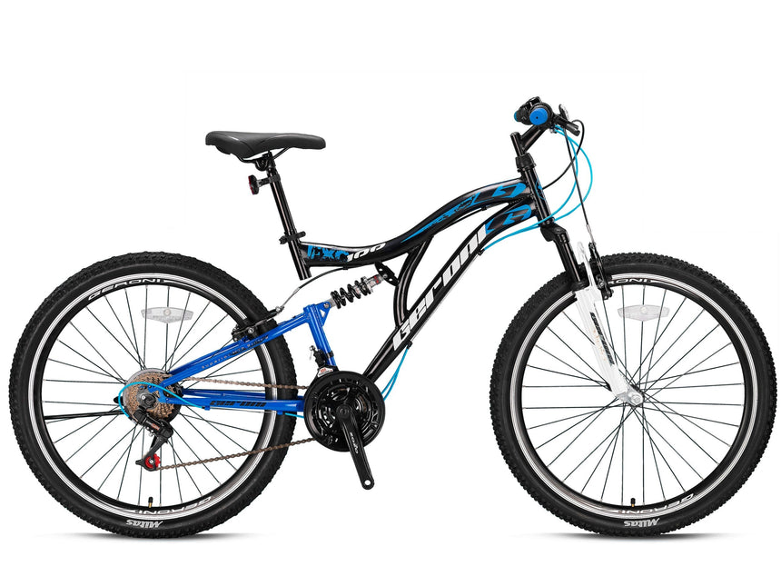 FXC 100 MTB 24" F/S  zwart blauw 21sp